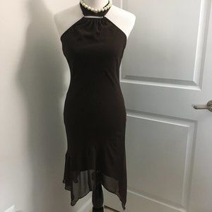 FIRST KISS – brown halter dress